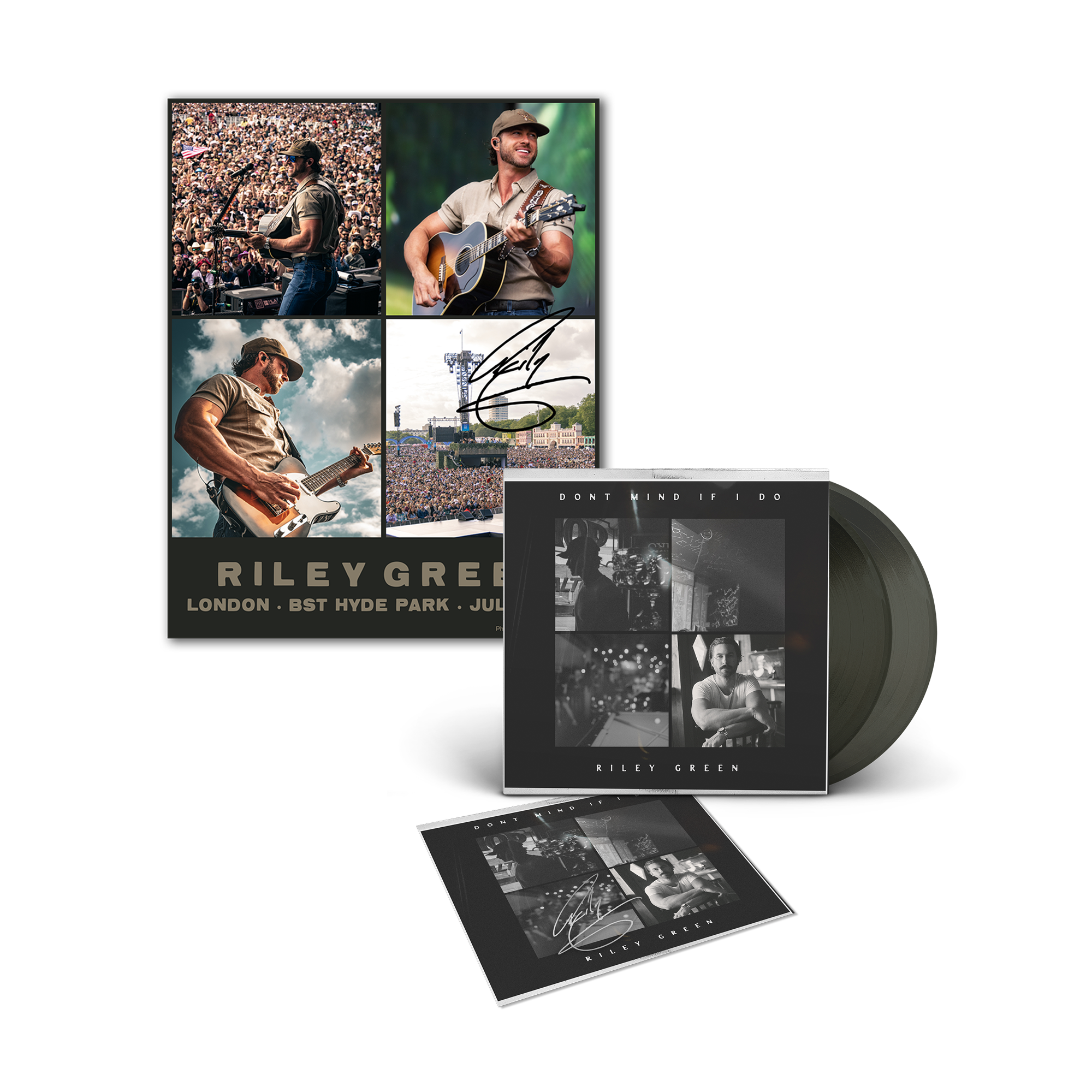Don't Mind If I Do: Signed Exclusive Black Ice Vinyl + Riley Green A4 Poster